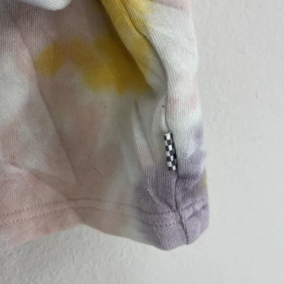 Vans Women's Tie Dye Cropped Sweatshirt XS Elastic Cuff Yellow Pink Purple Skate - Picture 4 of 9